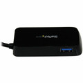 StarTech.com Portable 4 Port SuperSpeed Mini USB 3.0 Hub - Black - USB - External - 4 USB Port(s) - 4 USB 3.0 Port(s) - PC, Mac