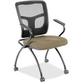 Lorell Mesh Back Nesting Training/Guest Chairs - Expo Latte Seat Color - Fabric Seat Material - Powder Coated Frame Color - Metal Frame Material - Four-legged Base - Black - Mesh - Armrest - 2 / Carton
