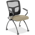 Lorell Mesh Back Nesting Training/Guest Chairs - Forte Pumice Seat Color - Fabric Seat Material - Powder Coated Frame Color - Metal Frame Material - Four-legged Base - Black - Mesh - Armrest - 2 / Carton
