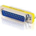 C2G DB25 Mini Gender Changer - 1 x 25-pin DB-25 Male - 1 x 25-pin DB-25 Male - Yellow, Silver - 1 Each