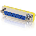 C2G DB-25 Mini Gender Changer - 1 x 25-pin DB-25 Female - 1 x 25-pin DB-25 Female - Silver, Yellow - 1 Each