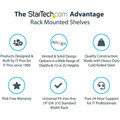StarTech.com Black Standard Universal Server Rack Cabinet Shelf - 2U Rack Height x 19" Rack Width - Rack-mountable - Black - Cold-rolled Steel (CRS) - 44.09 lb Static/Stationary Weight Capacity - TAA Compliant