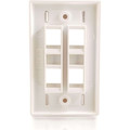 C2G 4 Socket Keystone Network/Multimedia Faceplate - 4 x Total Number of Socket(s) - 1-gang - Flush Mount - White - 1 Each