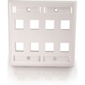 C2G 8 Socket Keystone Network/Multimedia Faceplate - 8 x Total Number of Socket(s) - 2-gang - Flush Mount - White - 1 Each