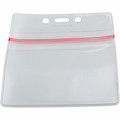 SICURIX Badge Holder - Support 3.75" x 2.62" Media - Horizontal - Vinyl - Clear - Zipper Lock - 50 / Pack
