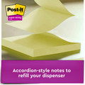 Post-it Super Sticky Lined Dispenser Notes - 450 - 4" Flag/Note Width x 4" Flag/Note Length - Square - 90 Sheets per Pad - Ruled - Canary Yellow - Paper - Pop-up, Self-adhesive - 5 / Pack