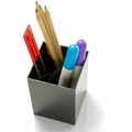 Officemate 3-Compartment Pencil Cup - 4" Height x 2.9" Width x 2.9" Depth - Black - 1 Each