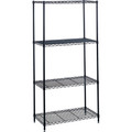 Safco Industrial Wire Shelving - 48" Width x 18" Depth x 72" Height - 4 x Shelf(ves) - 1250 lb Load Capacity - Leveling Glide, Dust Proof, Adjustable Leveler, Adjustable Feet - Black - Powder Coated - Steel - Assembly Required