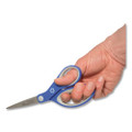 Kleenearth Soft Handle Scissors, 8" Long, 3.25" Cut Length, Blue/gray Straight Handle