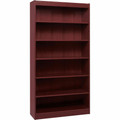 Lorell Panel End Hardwood Veneer Bookcase - 36" Width x 12" Depth x 84" Height - 6 x Shelf(ves) - 660 lb Load Capacity - Mahogany - Laminate - Wood - Assembly Required