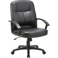 Lorell Chadwick Series Managerial Mid-Back Chair - Black Seat Color - Leather Seat Material - Black Frame Color - 5-star Base - Black - 1 Each