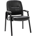 Lorell Chadwick Series Guest Chair - Black Seat Color - Leather Seat Material - Black Frame Color - Steel Frame Material - Black - Steel, Leather - 1 Each