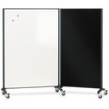 Quartet Motion Room Divider - 36" (3 ft) Width x 72" (6 ft) Height - White Porcelain Surface - Graphite Metal Frame - Magnetic - 1 Each