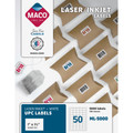 Maco White UPC Labels - 1" Width x 1 1/2" Length - Permanent Adhesive - Rectangle - Laser, Inkjet - White - Lignin-free - 50 / Sheet - 5000 / Box