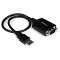 StarTech.com 1 ft USB to Serial Adapter Cable w/ COM Retention - 1 x DB-9 RS-232 Serial - Male - 1 x USB 2.0 Type A - Female - Black - 1 Each - TAA Compliant