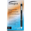 Integra Retractable Roller Gel Pen with Metal Clip - 0.7 mm Pen Point - Retractable - Black Ink - Gel-based - Black Barrel - 1 Dozen