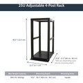 StarTech.com 25U Adjustable Depth 4 Post Open Frame Server Rack Cabinet - 25U Rack Height x 23" Rack Width x 39.30" Rack Depth - Black - Steel - 992.08 lb Maximum Weight Capacity - TAA Compliant