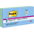 Post-it&reg; Super Sticky Dispenser Notes - Oasis Color Collection - 540 - 3" Flag/Note Width x 3" Flag/Note Length - Square - 90 Sheets per Pad - Unruled - Aqua Wave, Neptune Blue, Orchid - Paper - Self-adhesive, Pop-up - Recycled - 6 / Pack