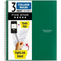 Five Star College Ruled 3 - subject Notebook - Letter - 150 Sheets - Wire Bound - College Ruled Front Ruling - Letter - 8 1/2" x 11" Sheet Size - Green Kraft Cover - 1 Each