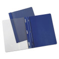 Clear Front Report Covers With Fasteners, Three-prong Fastener, 0.5" Capacity,  8.5 X 11, Clear/dark Blue, 25/box