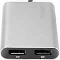 StarTech.com Thunderbolt 3 to Dual DisplayPort Adapter - 4K 60Hz - Mac and Windows Compatible - 1 x 24-pin Thunderbolt 3 - Male - 2 x 20-pin DisplayPort 1.2 Digital Audio/Video - Female - 4096 x 2160 Supported - Silver - 1 Each