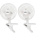 Lorell Clip-On Personal Fans - 152.4 mm Fan Diameter - 2 Speed - Adjustable Tilt Head - 9.5" Height x 7.9" Width x 6" Depth - White