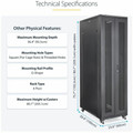 StarTech.com 42U Server Rack Cabinet - Equipment Rack - 36in Deep Enclosure - For Server - 42U Rack Height - Black - Steel, Mesh - 1999.59 lb Maximum Weight Capacity - 1999.59 lb Static/Stationary Weight Capacity