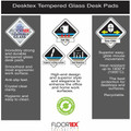 Floortex Desktex&reg; Glaciermat Glass Desk Pad - 19" x 24" - Rectangular - 19" Width x 24" Length x 0.20000" Depth - Clear Backing - Tempered Glass - Clear