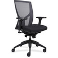 Lorell Justice Series Mesh High-Back Chair - Fabric, Vinyl, Foam Seat Material - Black Frame Color - High Back - Black - 1 Each