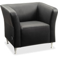Lorell Fuze Modular Series Square Lounge Chair - Black Seat Color - Leather Seat Material - Black Back Color - Leather Back Material - Brushed Aluminum Frame Material - High Back - 1 Each