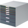 DURABLE VARICOLOR 7 - 7 Drawer(s) - 11" Height x 11.50" Width x 14" Depth - Desktop - Non-slip Feet, Stackable - Gray - Plastic - 1 Each