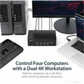StarTech.com 4 Port HDMI KVM Switch - 4K 30Hz - Dual Display - 4 Computer(s) - 1 Local User(s) - 3840 x 2160 - 10 x USB - 10 x HDMI - Rack-mountable, Desktop - TAA Compliant