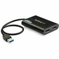 StarTech.com USB to Dual DisplayPort Adapter - 4K 60Hz - USB 3.0 (5Gbps) - 1 x 9-pin USB 3.2 (gen 1) type a - male - 2 x 20-pin DisplayPort Digital Audio/Video - Female - 3840 x 2160 Supported - Black - 1 Each