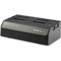StarTech.com Drive Dock SATA/600 - USB 3.1 Type C Host Interface - UASP Support External - Black - Hot Swappable Bays - 4 x HDD Supported - 4 x SSD Supported - 4 x Total Bay - 4 x 2.5"/3.5" Bay - Plastic