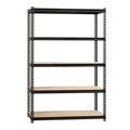 Lorell Iron Horse 2300 lb Capacity Riveted Shelving - 5 Shelf(ves) - 72" Height x 48" Width x 18" Depth - 30% Recycled - Black - Steel, Particleboard - 1 Each