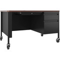 Lorell Fortress Series 48" Mobile Right-Pedestal Teachers Desk - 29.5" Height x 48" Width x 30" DepthBox, File Drawer(s) - Single Pedestal on Right Side - T-mold Edge - 1 Each