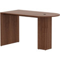 Lorell Essentials Laminate Peninsula Cafe Table - 41.8" Height x 71" Width x 35.4" Depth, x 1" Thickness - Finish: Laminate, Walnut - Grommet - 1 Each
