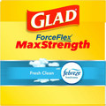 Glad ForceFlex MaxStrength Kitchen Drawstring Trash Bags - Fresh Clean with Febreze Freshness - 13 gal Capacity - 0.82 mil (21 Micron) Thickness - Drawstring Closure - Gray - Kitchen, Office - 34/Box - 240 / Bundle