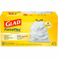 Glad ForceFlex Tall Kitchen Drawstring Trash Bags - 13 gal Capacity - 27" Length x 24" Width x 1 mil (25 Micron) Thickness - Drawstring Closure - White - Plastic - Office, Kitchen, School, Breakroom, Restaurant, Waste Disposal - 45/Box - 390 / Pallet