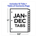Table 'n Tabs Dividers, 12-tab, Jan. To Dec., 11 X 8.5, White, 1 Set