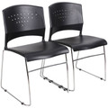 Boss Black Stack Chair With Chrome Frame, 1Pc Pack - Black Seat Color - Polypropylene Seat Material - Black Back Color - Polypropylene Back Material - Chrome Frame Material - Sled Base - 1 Each