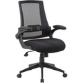 Boss Mesh Back, Flip Arm Task Chair - Black Seat Color - Black Back Color - Black Frame Color - 5-star Base - 1 Each