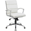 Boss CaressoftPlus Executive Mid-Back Chair - White Seat Color - Vinyl Seat Material - White Back Color - Vinyl Back Material - Chrome Frame Color - Mid Back - 5-star Base - Armrest - 1 Each