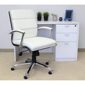 Boss CaressoftPlus Executive Mid-Back Chair - White Seat Color - Vinyl Seat Material - White Back Color - Vinyl Back Material - Chrome Frame Color - Mid Back - 5-star Base - Armrest - 1 Each
