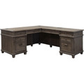 Martin Carson L Desk with Right Return, Pencil, Utility and File Drawers - Utility, Storage, File Drawer(s) - Finish: Weathered Dove - 1 Each
