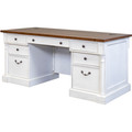 Martin Double Pedestal Executive Desk 7-Drawer - 30" Height x 66" Width x 30" Depth - 7 x Storage, Utility, File Drawer(s) - Double Pedestal - Finish: Weathered Wire Brushed Chalk - Rustic Knotty Cherry Table Top - 1 Each