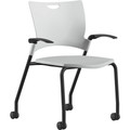 9 to 5 Seating Bella Fixed Arms Mobile Stack Chair - White Seat Color - Thermoplastic Seat Material - White Back Color - Thermoplastic Back Material - Powder Coated, Black Frame Color - Four-legged Base - 1 Each