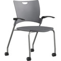 9 to 5 Seating Bella Fixed Arms Mobile Stack Chair - Dove Seat Color - Thermoplastic Seat Material - Dove Gray Back Color - Thermoplastic Back Material - Powder Coated, Silver Frame Color - Four-legged Base - 1 Each