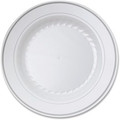 Masterpiece 10-1/4" Heavyweight Plates - Picnic, Party - Disposable - 10.3" Diameter - White - Plastic Body - 10/Pack - 12 / Carton