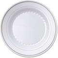Masterpiece 9" Heavyweight Plates - Picnic, Party - Disposable - 9" Diameter - White - Plastic Body - 10/Pack - 12 / Carton